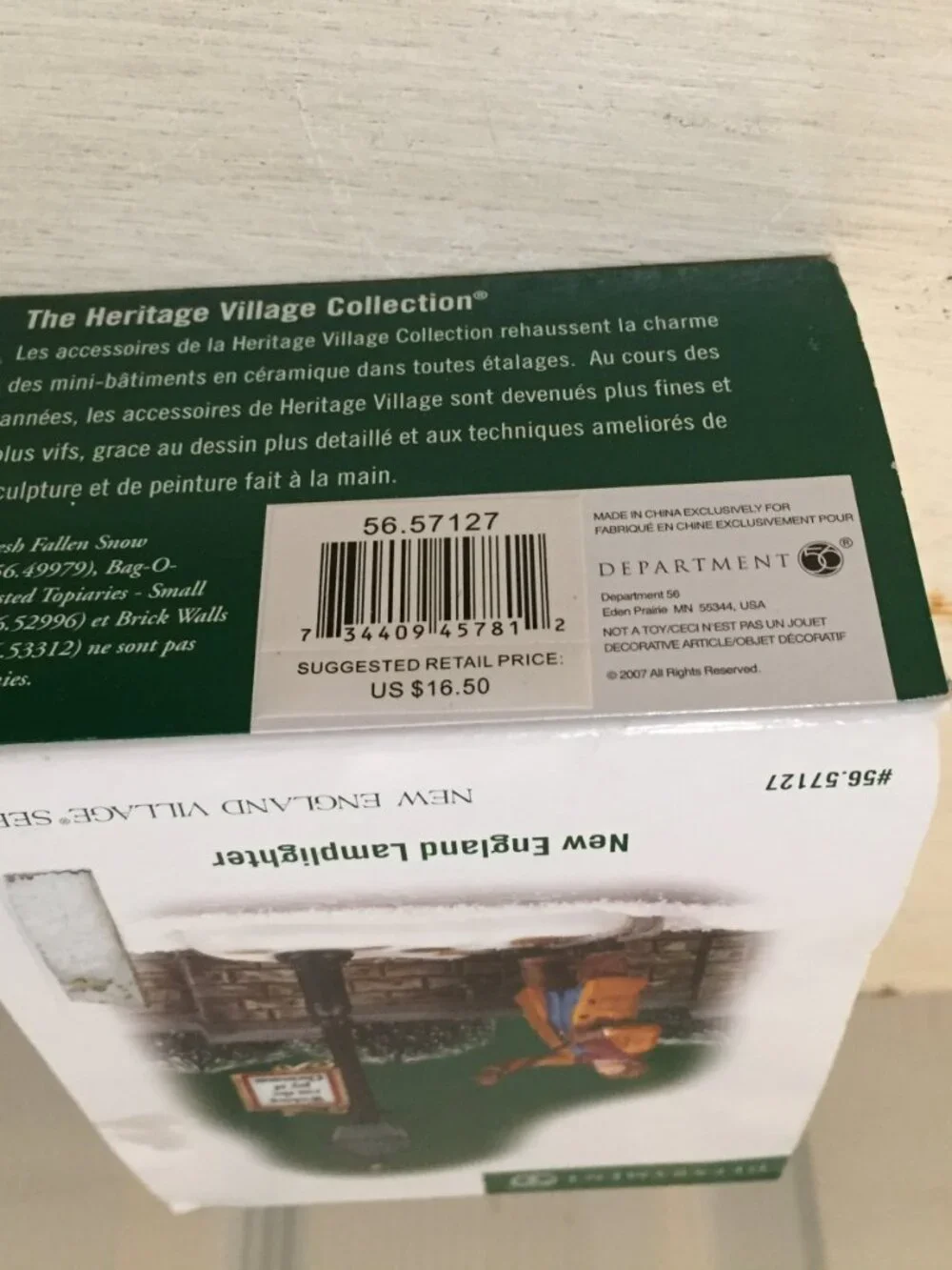 Department 56 New England Village Lamp Lighter Intro 07 Retired Piece w/Box Nic
